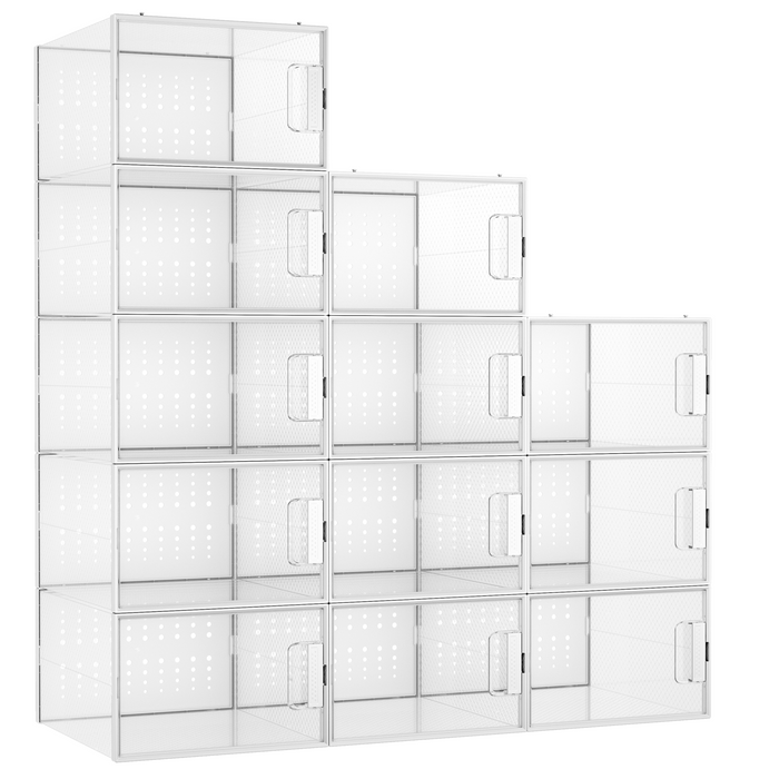 Pinkpum Extra Large Shoe Organizer Storage Boxes for Closet, Fit for Size 14, Clear Plastic Stackable Sneaker Storage Containers Bins with Lids, Clear Shoe Display Case Containers, 12 Pack