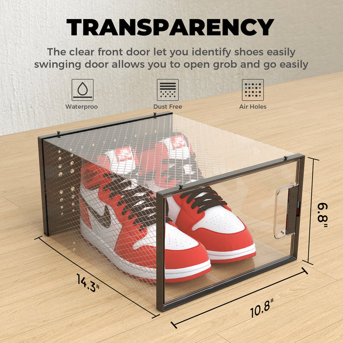Pinkpum Extra Large Shoe Organizer Storage Boxes for Closet, Fit for Size 14, Clear Plastic Stackable Sneaker Storage Containers Bins with Lids, Clear Shoe Display Case Containers, 12 Pack
