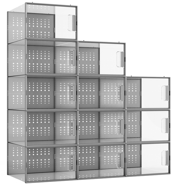 Shoe Storage Box, 12 Pack Clear Plastic Organizers Stackable Shoe